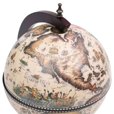 Tabletop Globe Bar Wine Stand Eucalyptus Wood White