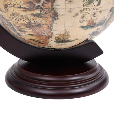 Tabletop Globe Bar Wine Stand Eucalyptus Wood White