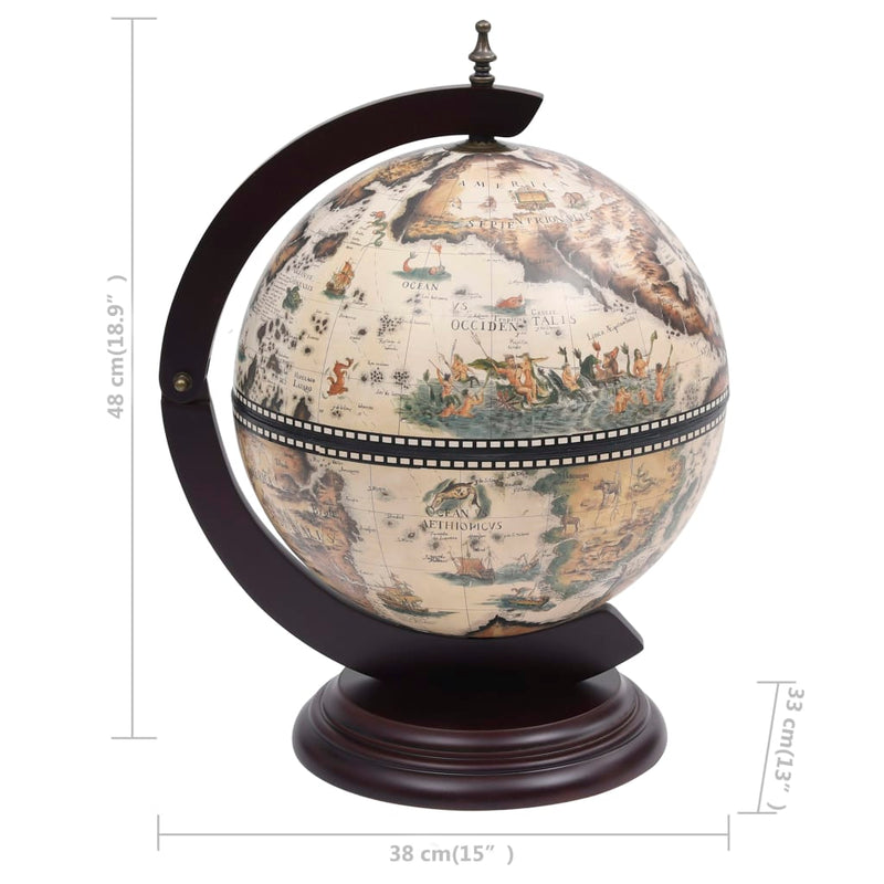 Tabletop Globe Bar Wine Stand Eucalyptus Wood White