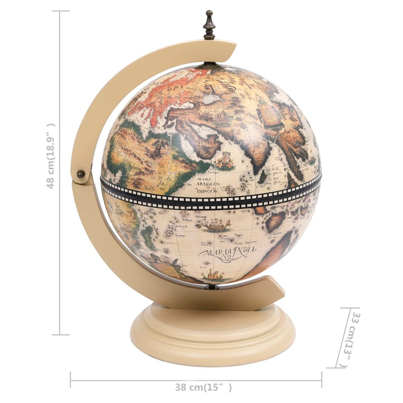 Tabletop Globe Bar Wine Stand Eucalyptus Wood White