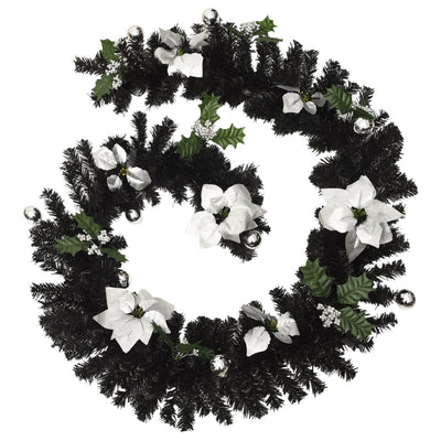 Christmas Garland with LED Lights Black 2.7 m PVC