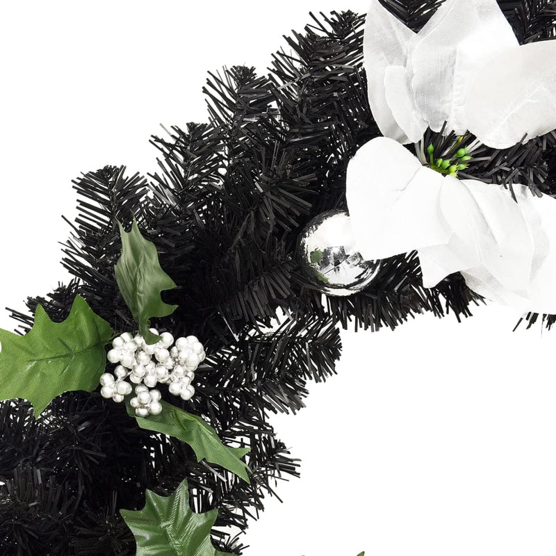 Christmas Garland with LED Lights Black 2.7 m PVC