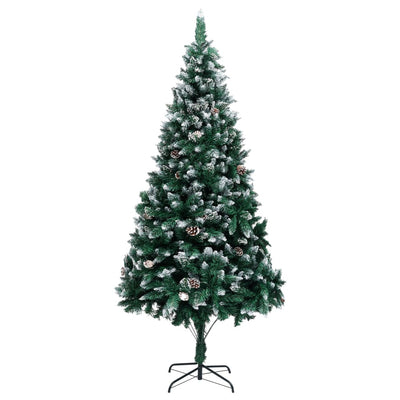 Artificial Christmas Tree with Pine Cones and White Snow 210 cm