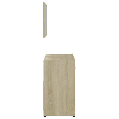 Bathroom Furniture Set White and Sonoma Oak Engineered Wood