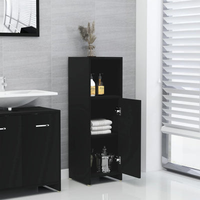 Bathroom Cabinet Black 30x30x95 cm Engineered Wood