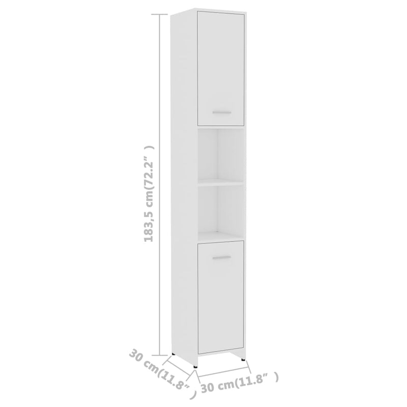 Bathroom Cabinet White 30x30x183.5 cm Engineered Wood