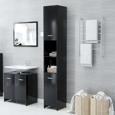 Bathroom Cabinet Black 30x30x183.5 cm Engineered Wood