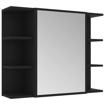 Bathroom Mirror Cabinet Black 80x20.5x64 cm Engineered Wood