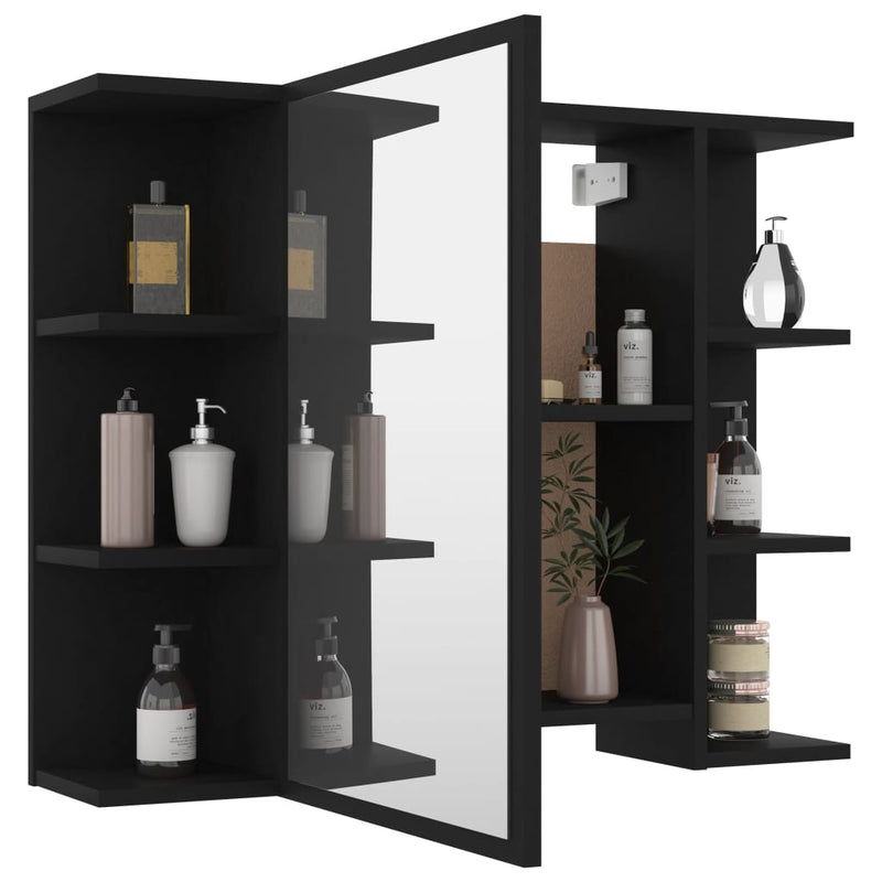 Bathroom Mirror Cabinet Black 80x20.5x64 cm Engineered Wood