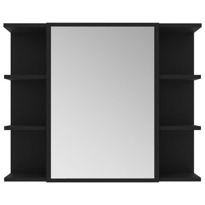 Bathroom Mirror Cabinet Black 80x20.5x64 cm Engineered Wood