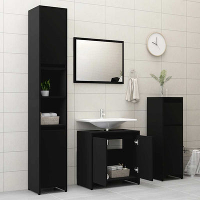 Bathroom Cabinet High Gloss Black 60x33x61 cm Engineered Wood