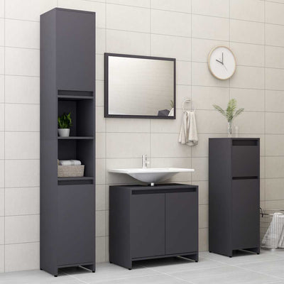 Bathroom Furniture Set Grey Engineered Wood