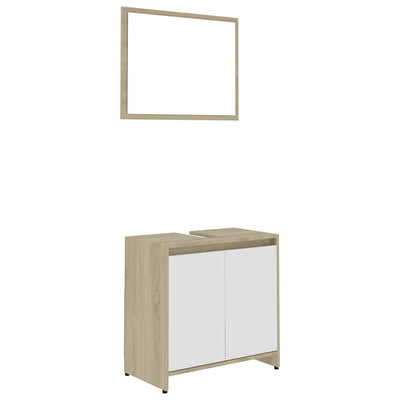 Bathroom Furniture Set White and Sonoma Oak Engineered Wood