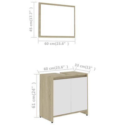 Bathroom Furniture Set White and Sonoma Oak Engineered Wood