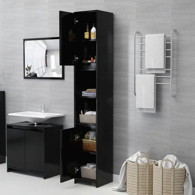 Bathroom Cabinet Black 30x30x183.5 cm Engineered Wood