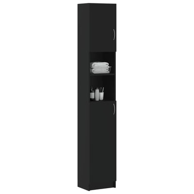 Bathroom Cabinet Black 32x25.5x190 cm Engineered Wood