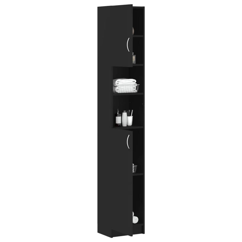 Bathroom Cabinet Black 32x25.5x190 cm Engineered Wood