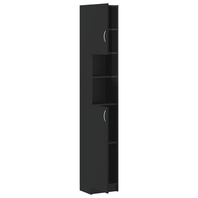 Bathroom Cabinet High Gloss Black 32x25.5x190 cm Engineered Wood