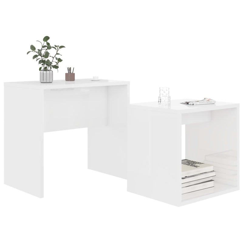 Coffee Table Set High Gloss White 48x30x45 cm Engineered Wood