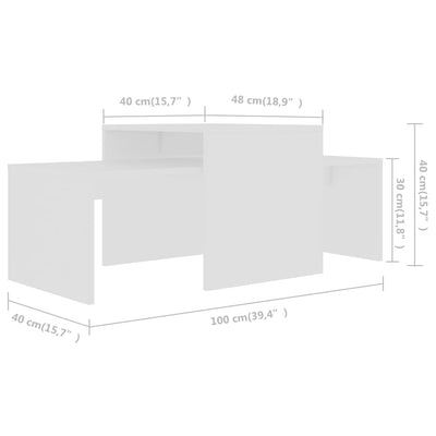 Coffee Table Set White 100x48x40 cm Engineered Wood