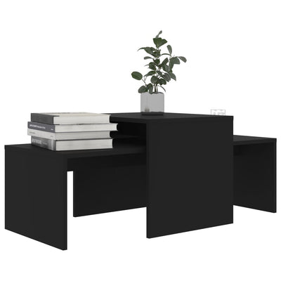 Coffee Table Set Black 100x48x40 cm Engineered Wood