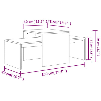 Coffee Table Set Sonoma Oak 100x48x40 cm Engineered Wood