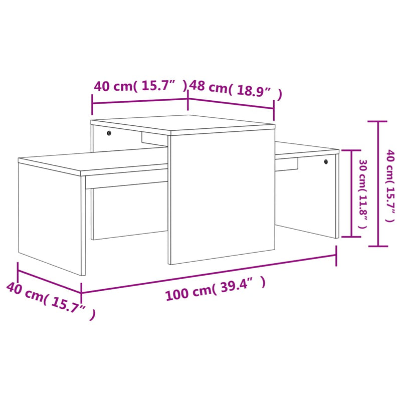 Coffee Table Set Concrete Grey 100x48x40 cm Engineered Wood