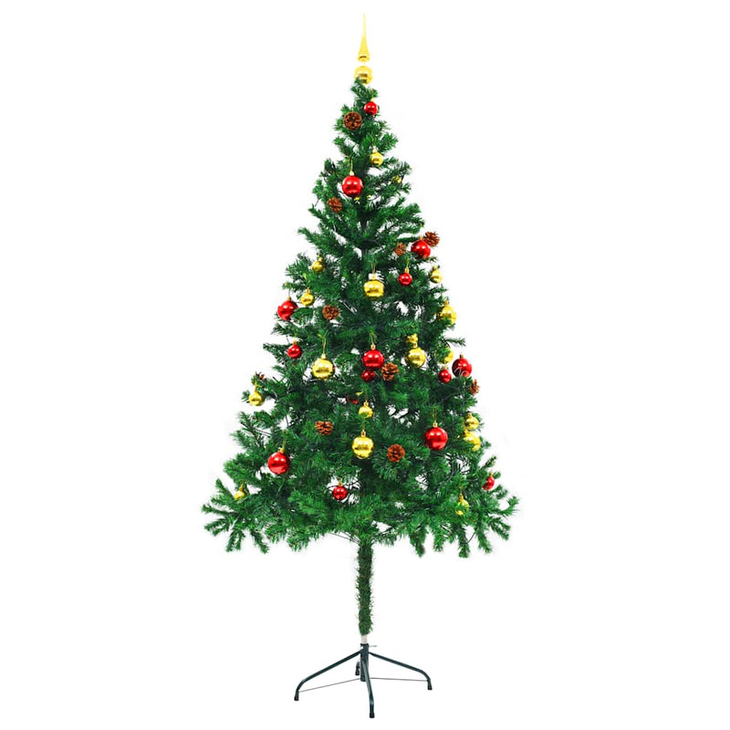 Artificial Pre-lit Christmas Tree with Baubles Green 180 cm