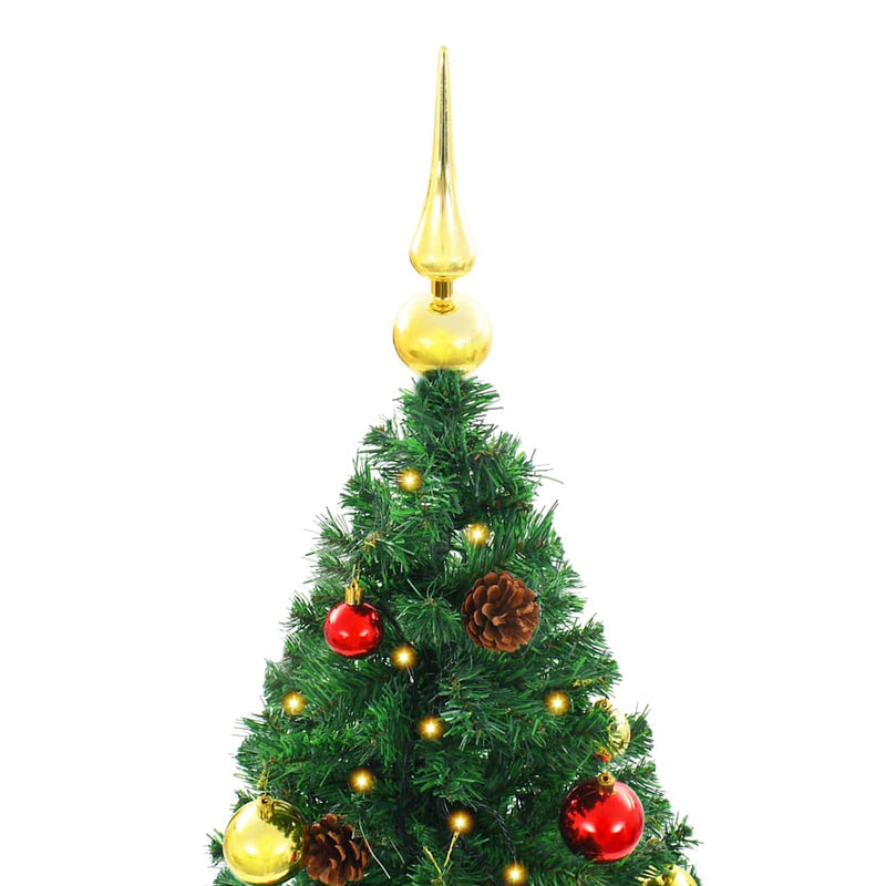 Artificial Pre-lit Christmas Tree with Baubles Green 210 cm