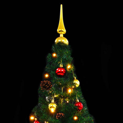 Artificial Pre-lit Christmas Tree with Baubles Green 210 cm