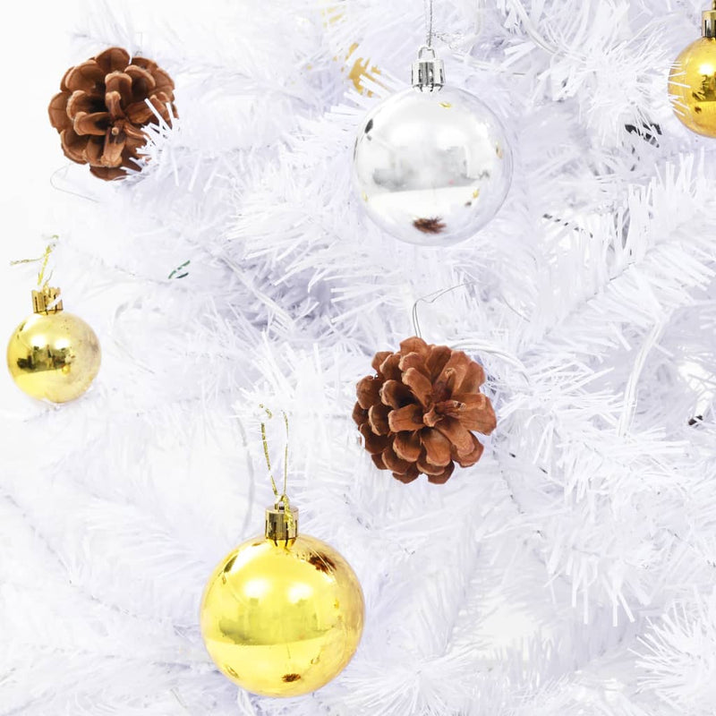 Artificial Pre-lit Christmas Tree with Baubles White 210 cm