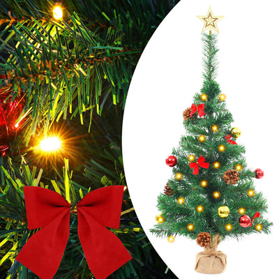 Artificial Pre-lit Christmas Tree with Baubles Green 64 cm