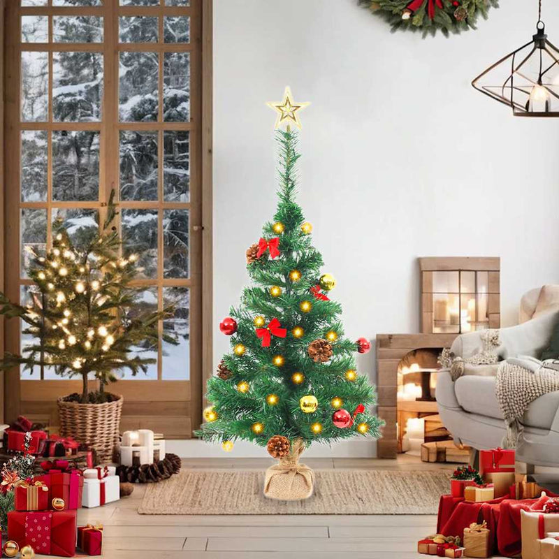 Artificial Pre-lit Christmas Tree with Baubles Green 64 cm