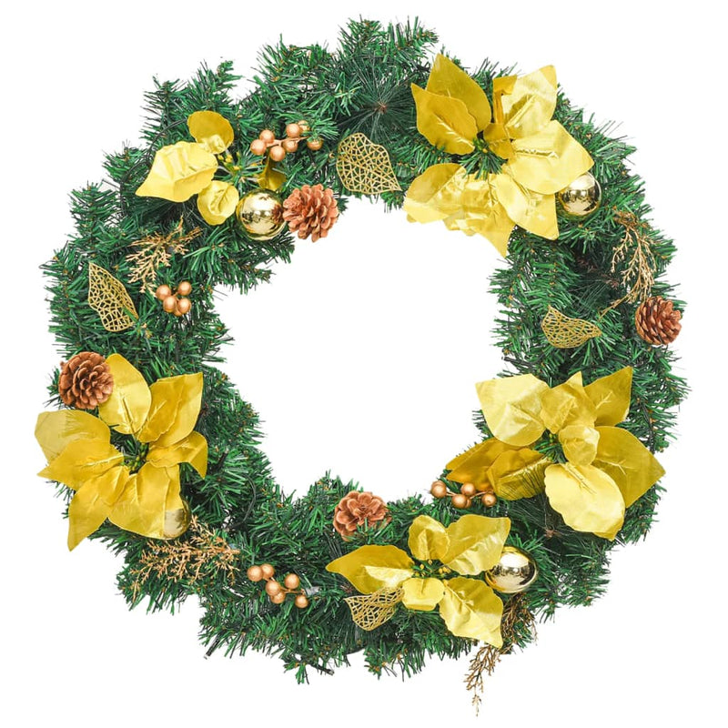 Christmas Wreath with LED Lights Green 60 cm PVC