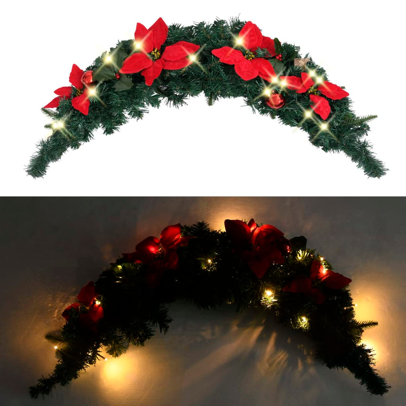 Christmas Arch with LED Lights Green 90 cm PVC