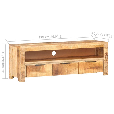 TV Cabinet 119x30x41 cm Rough Mango Wood