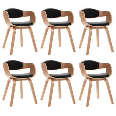 Dining Chairs 6 pcs Bent Wood and Faux Leather