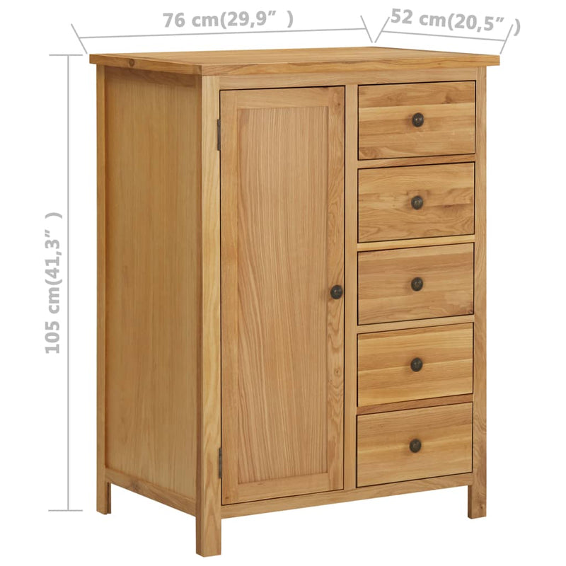 Wardrobe 76x52x105 cm Solid Oak Wood