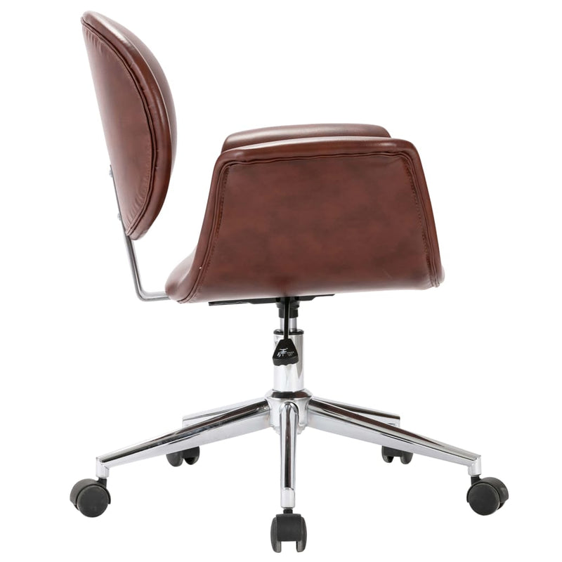 Swivel Office Chair Brown Faux Leather