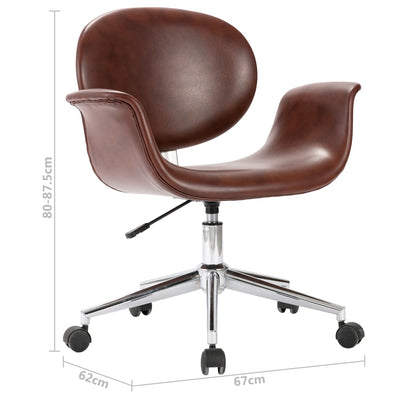 Swivel Office Chair Brown Faux Leather