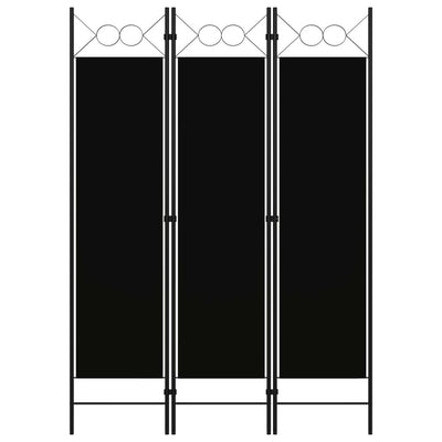 3-Panel Room Divider Black 120x180 cm