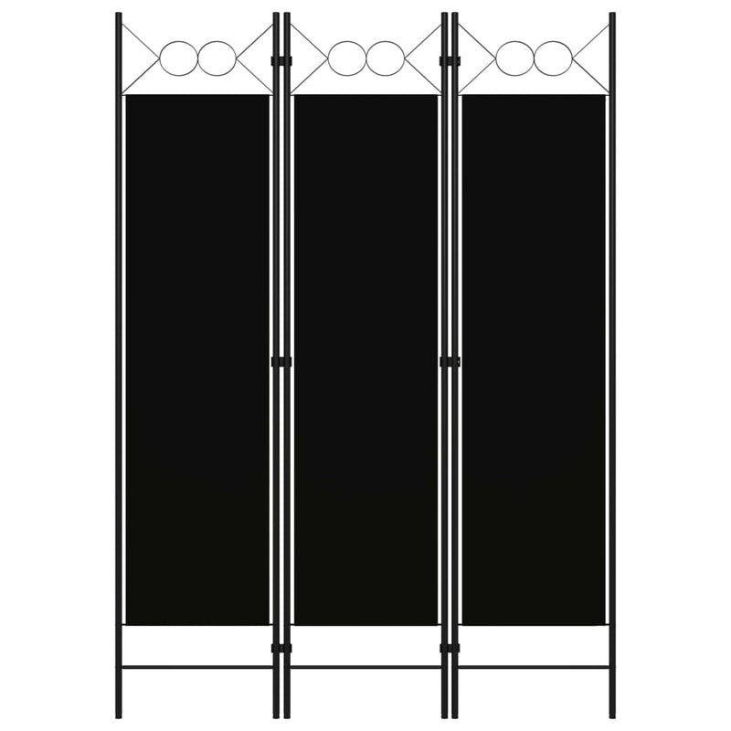 3-Panel Room Divider Black 120x180 cm