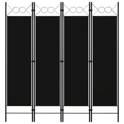 4-Panel Room Divider Black 160x180 cm