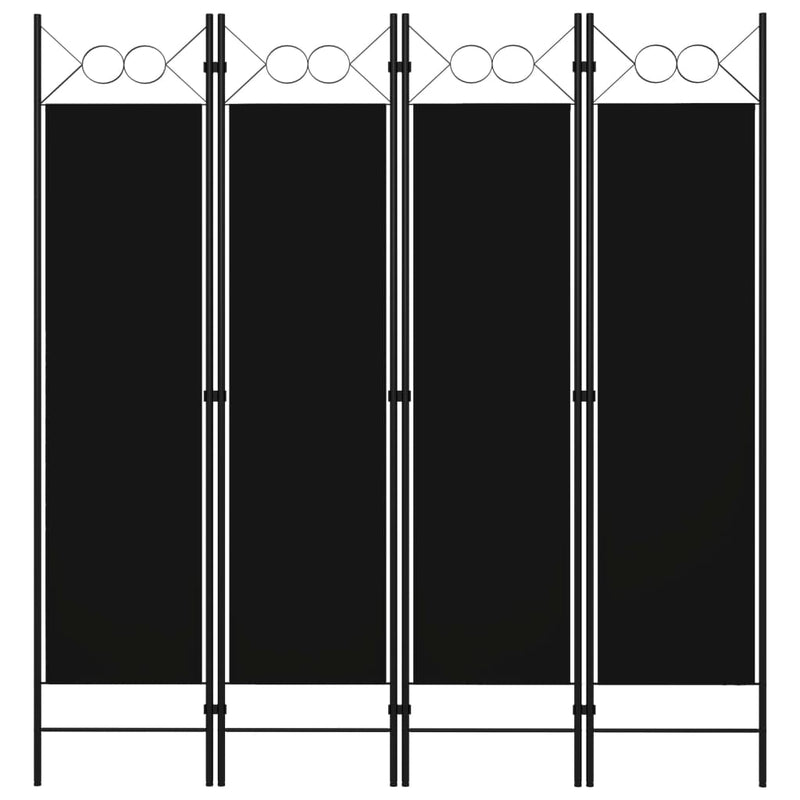 4-Panel Room Divider Black 160x180 cm