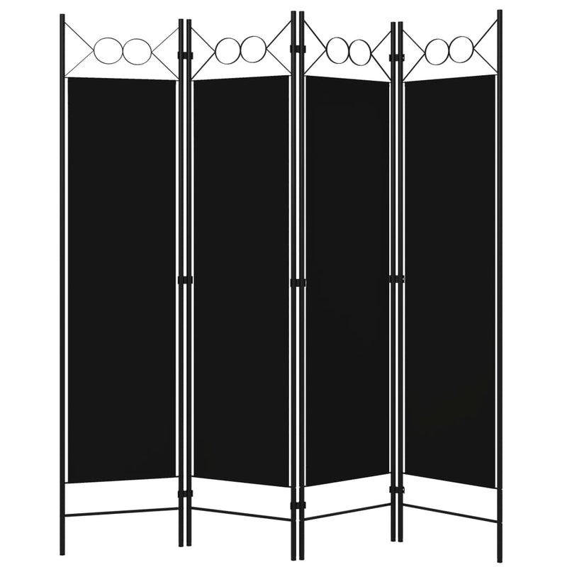 4-Panel Room Divider Black 160x180 cm