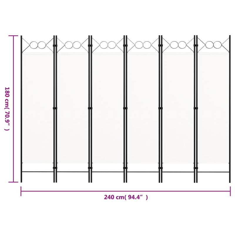 6-Panel Room Divider White 240x180 cm