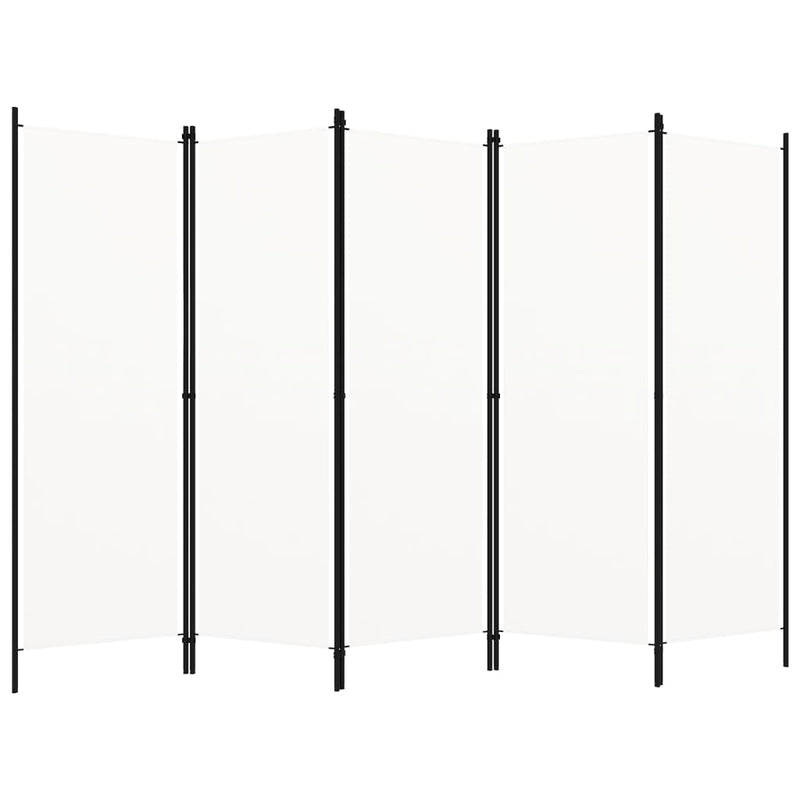 5-Panel Room Divider White 250x180 cm