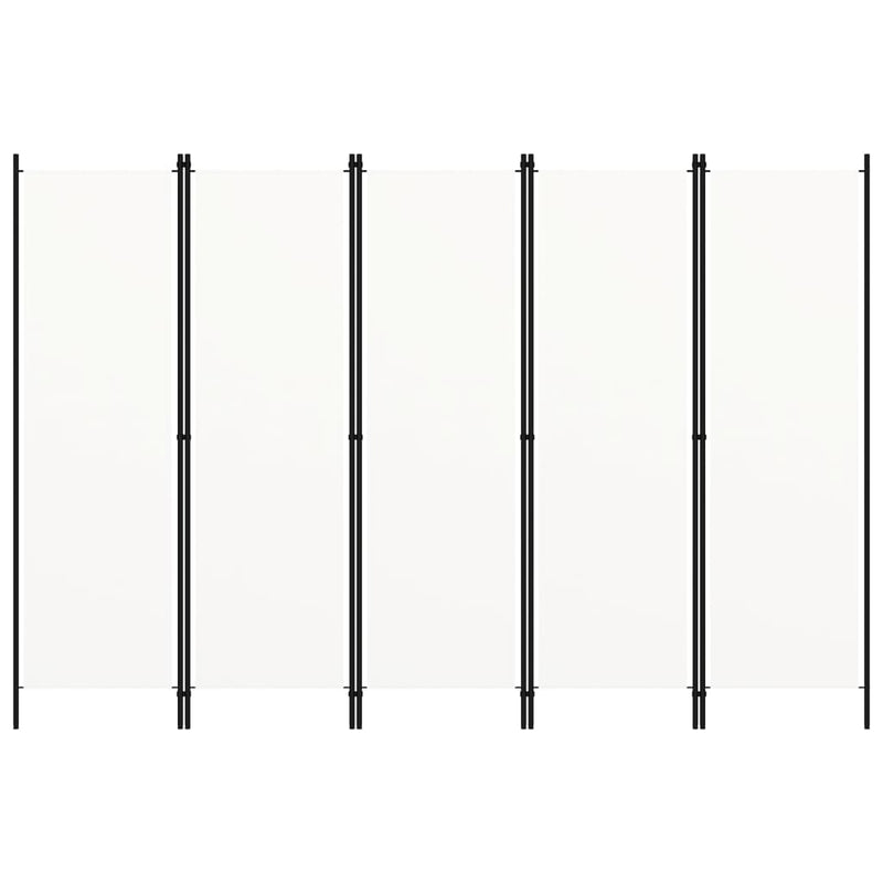 5-Panel Room Divider White 250x180 cm