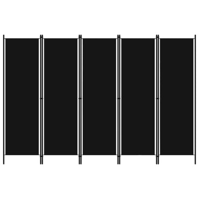 5-Panel Room Divider Black 250x180 cm