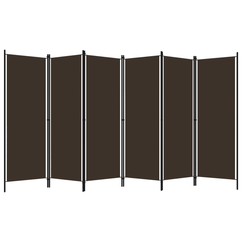 6-Panel Room Divider Brown 300x180 cm